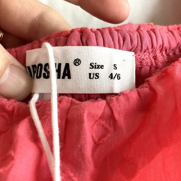 Maxi Dress Size 4 R. Yiposha Smocked Waist Salmon Pink Swiss Dots NWT - Picture 2 of 11